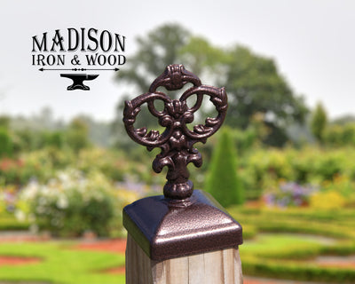 4x4 Victorian Post Cap - Madison Iron and Wood - Post Cap - metal outdoor decor - Steel deocrations - american made products - veteran owned business products - fencing decorations - fencing supplies - custom wall decorations - personalized wall signs - steel - decorative post caps - steel post caps - metal post caps - brackets - structural brackets - home improvement - easter - easter decorations - easter gift - easter yard decor