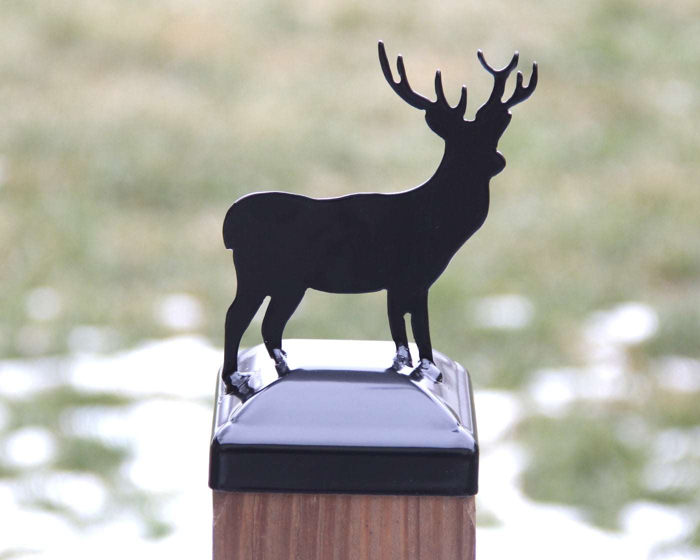 4X4 Deer Post Cap - Madison Iron and Wood - Post Cap - metal outdoor decor - Steel deocrations - american made products - veteran owned business products - fencing decorations - fencing supplies - custom wall decorations - personalized wall signs - steel - decorative post caps - steel post caps - metal post caps - brackets - structural brackets - home improvement - easter - easter decorations - easter gift - easter yard decor
