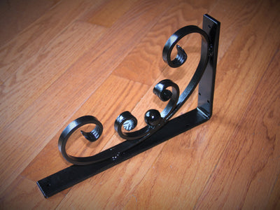 Heavy Duty Decorative Scrolled Shelf Bracket, Forged Angle Bracket - Madison Iron and Wood - Shelf Brackets - metal outdoor decor - Steel deocrations - american made products - veteran owned business products - fencing decorations - fencing supplies - custom wall decorations - personalized wall signs - steel - decorative post caps - steel post caps - metal post caps - brackets - structural brackets - home improvement - easter - easter decorations - easter gift - easter yard decor