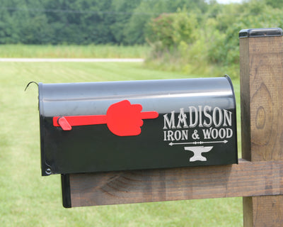 Middle Finger Mailbox Flag - Madison Iron and Wood - Mailbox Post Decor - metal outdoor decor - Steel deocrations - american made products - veteran owned business products - fencing decorations - fencing supplies - custom wall decorations - personalized wall signs - steel - decorative post caps - steel post caps - metal post caps - brackets - structural brackets - home improvement - easter - easter decorations - easter gift - easter yard decor