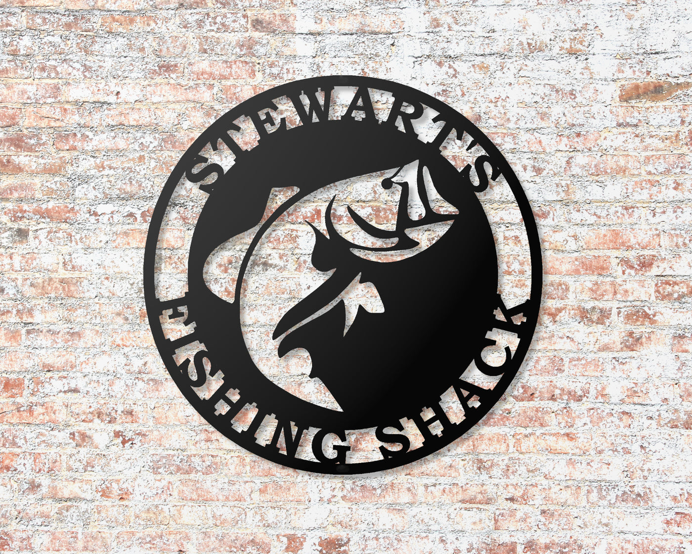 Personalized Bass Fish Metal Sign - Madison Iron and Wood - Personalized sign - metal outdoor decor - Steel deocrations - american made products - veteran owned business products - fencing decorations - fencing supplies - custom wall decorations - personalized wall signs - steel - decorative post caps - steel post caps - metal post caps - brackets - structural brackets - home improvement - easter - easter decorations - easter gift - easter yard decor