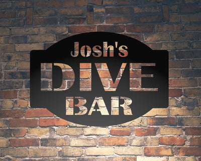 Personalized Dive Bar Metal Sign - Madison Iron and Wood - Personalized sign - metal outdoor decor - Steel deocrations - american made products - veteran owned business products - fencing decorations - fencing supplies - custom wall decorations - personalized wall signs - steel - decorative post caps - steel post caps - metal post caps - brackets - structural brackets - home improvement - easter - easter decorations - easter gift - easter yard decor