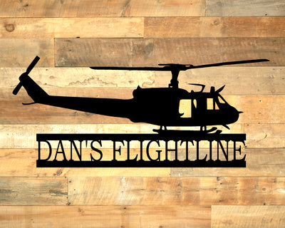 Personalized Huey UH-1 Helicopter Metal Sign - Madison Iron and Wood - Personalized sign - metal outdoor decor - Steel deocrations - american made products - veteran owned business products - fencing decorations - fencing supplies - custom wall decorations - personalized wall signs - steel - decorative post caps - steel post caps - metal post caps - brackets - structural brackets - home improvement - easter - easter decorations - easter gift - easter yard decor