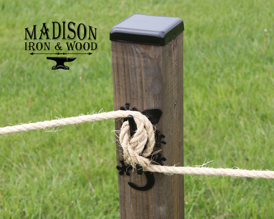 Gecko Nautical Rope Fence Bracket, Boat Tie-off Design - Madison Iron and Wood - Post Cap - metal outdoor decor - Steel deocrations - american made products - veteran owned business products - fencing decorations - fencing supplies - custom wall decorations - personalized wall signs - steel - decorative post caps - steel post caps - metal post caps - brackets - structural brackets - home improvement - easter - easter decorations - easter gift - easter yard decor