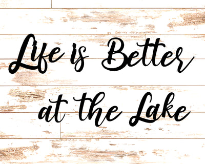 Life is Better at the Lake Cursive Metal Word Signs - Madison Iron and Wood - Metal Word Art - metal outdoor decor - Steel deocrations - american made products - veteran owned business products - fencing decorations - fencing supplies - custom wall decorations - personalized wall signs - steel - decorative post caps - steel post caps - metal post caps - brackets - structural brackets - home improvement - easter - easter decorations - easter gift - easter yard decor