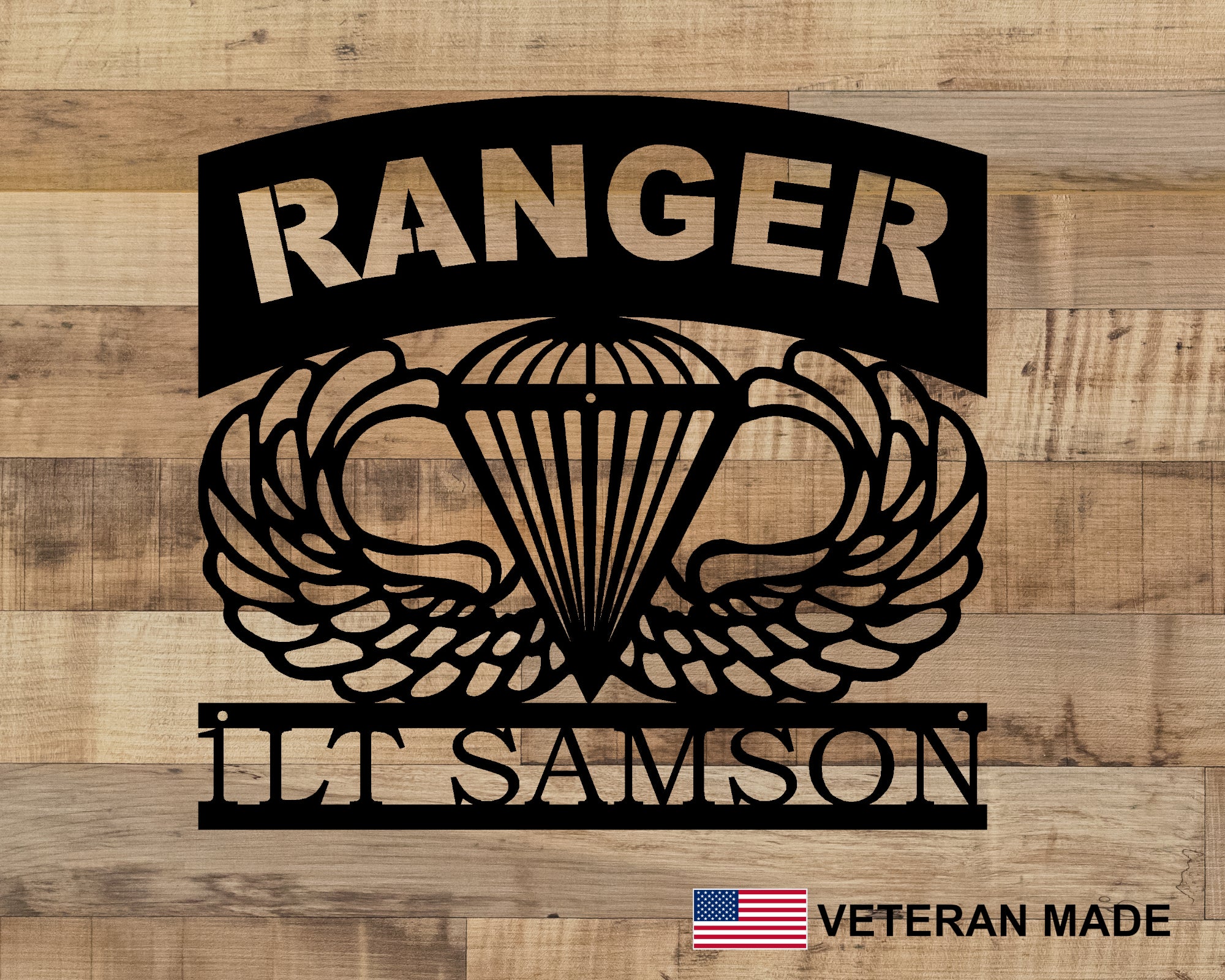 Airborne Ranger Wings Personalized Metal Sign, Army Airborne