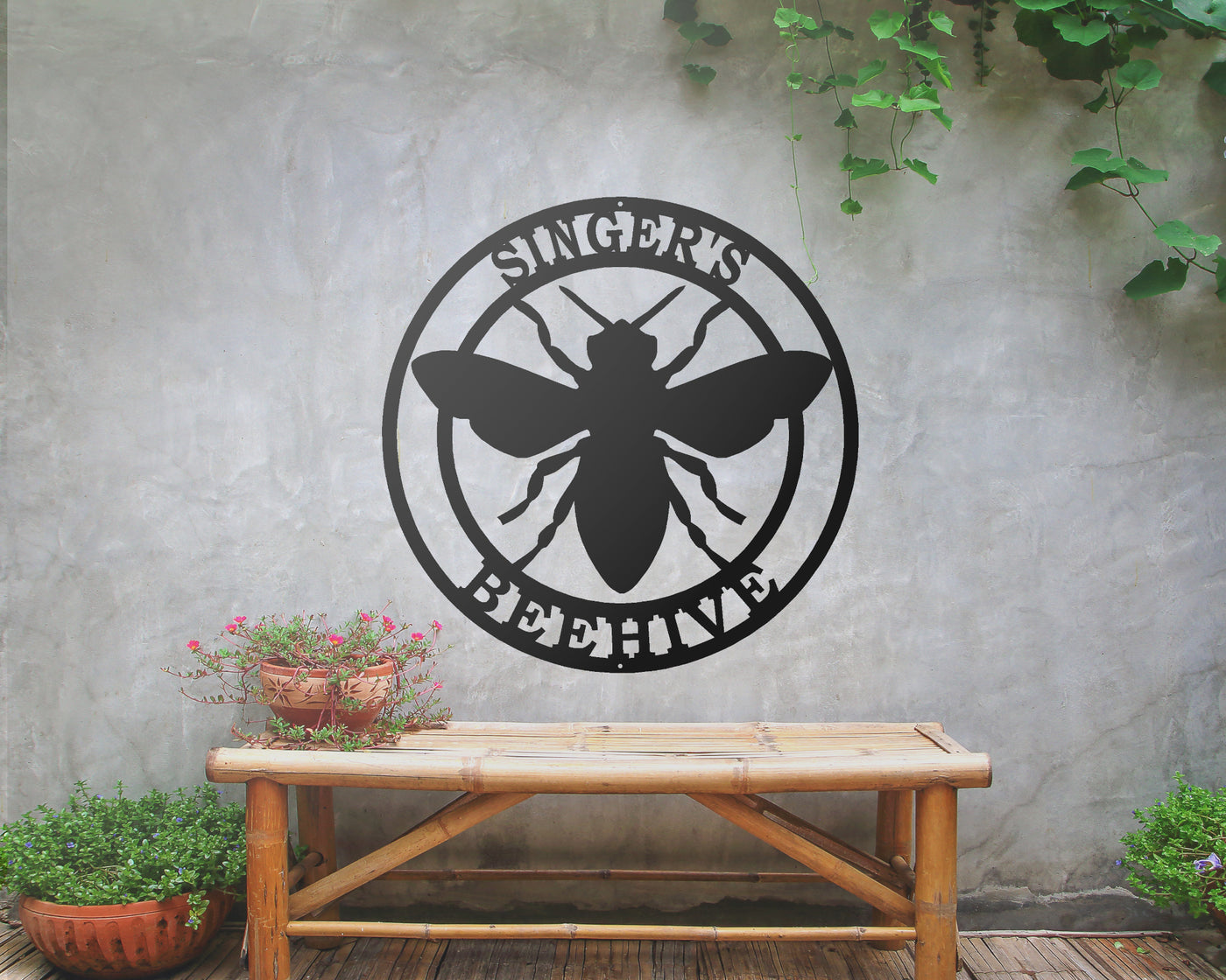 Personalized Honey Bee Metal Sign - Madison Iron and Wood - Personalized sign - metal outdoor decor - Steel deocrations - american made products - veteran owned business products - fencing decorations - fencing supplies - custom wall decorations - personalized wall signs - steel - decorative post caps - steel post caps - metal post caps - brackets - structural brackets - home improvement - easter - easter decorations - easter gift - easter yard decor