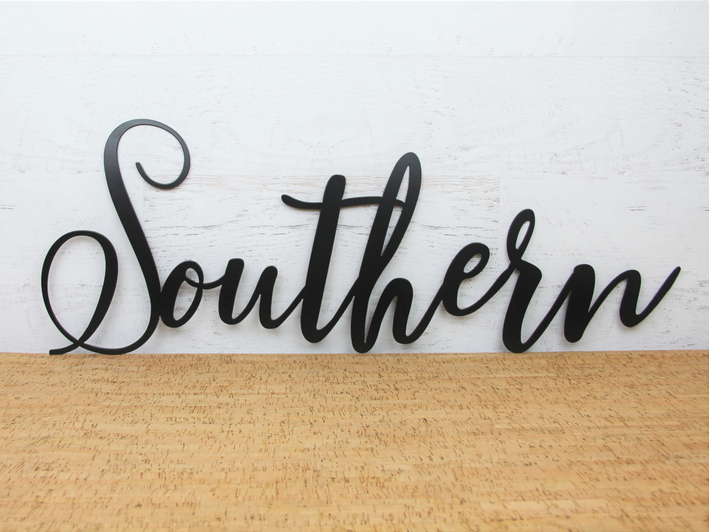 Southern Metal Word Sign - Madison Iron and Wood - Metal Art - metal outdoor decor - Steel deocrations - american made products - veteran owned business products - fencing decorations - fencing supplies - custom wall decorations - personalized wall signs - steel - decorative post caps - steel post caps - metal post caps - brackets - structural brackets - home improvement - easter - easter decorations - easter gift - easter yard decor