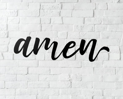 Amen Metal Word Sign - Madison Iron and Wood - Wall Art - metal outdoor decor - Steel deocrations - american made products - veteran owned business products - fencing decorations - fencing supplies - custom wall decorations - personalized wall signs - steel - decorative post caps - steel post caps - metal post caps - brackets - structural brackets - home improvement - easter - easter decorations - easter gift - easter yard decor