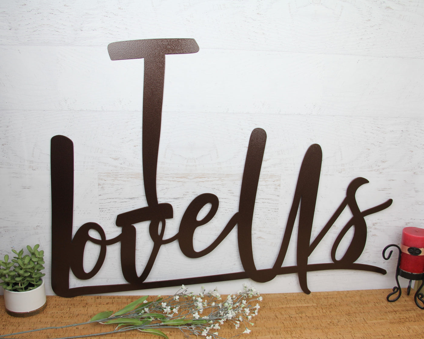 I Love Us Metal Word Sign - Madison Iron and Wood - Wall Art - metal outdoor decor - Steel deocrations - american made products - veteran owned business products - fencing decorations - fencing supplies - custom wall decorations - personalized wall signs - steel - decorative post caps - steel post caps - metal post caps - brackets - structural brackets - home improvement - easter - easter decorations - easter gift - easter yard decor