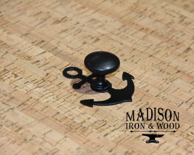 Anchor Cabinet Doorknob Decoration - Madison Iron and Wood - Door Handle Decoration - metal outdoor decor - Steel deocrations - american made products - veteran owned business products - fencing decorations - fencing supplies - custom wall decorations - personalized wall signs - steel - decorative post caps - steel post caps - metal post caps - brackets - structural brackets - home improvement - easter - easter decorations - easter gift - easter yard decor