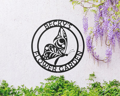 Personalized Butterfly Metal Sign - Madison Iron and Wood - Personalized sign - metal outdoor decor - Steel deocrations - american made products - veteran owned business products - fencing decorations - fencing supplies - custom wall decorations - personalized wall signs - steel - decorative post caps - steel post caps - metal post caps - brackets - structural brackets - home improvement - easter - easter decorations - easter gift - easter yard decor
