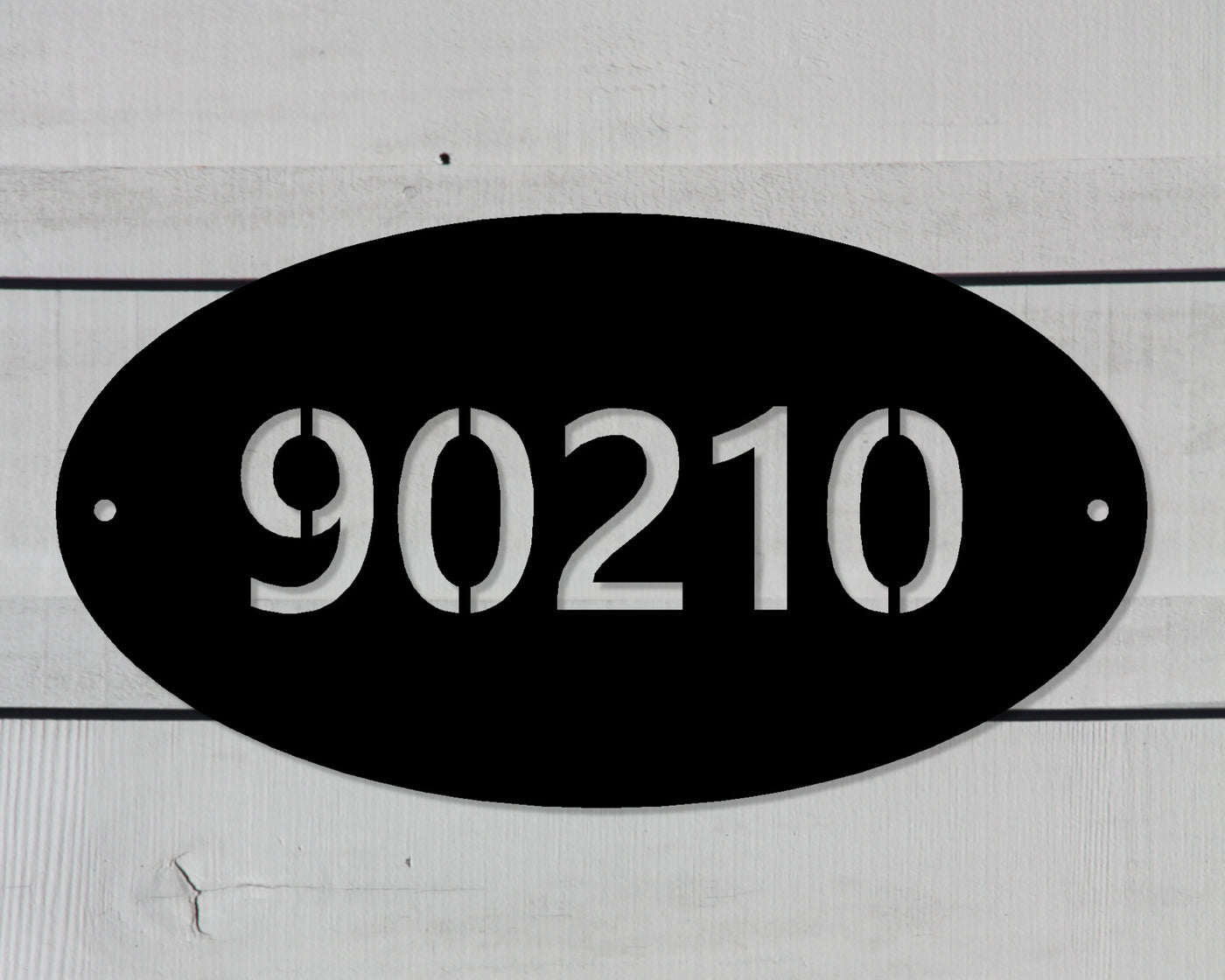 Personalized Oval House Number Metal Sign - Madison Iron and Wood - Address Sign - metal outdoor decor - Steel deocrations - american made products - veteran owned business products - fencing decorations - fencing supplies - custom wall decorations - personalized wall signs - steel - decorative post caps - steel post caps - metal post caps - brackets - structural brackets - home improvement - easter - easter decorations - easter gift - easter yard decor