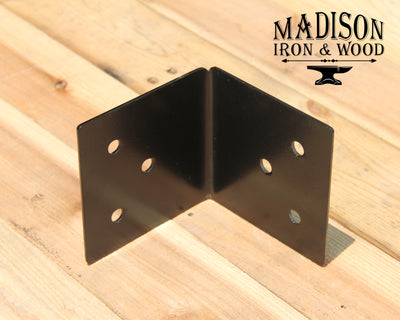 90 degree Bracket for 6" Post - Madison Iron and Wood - Brackets - metal outdoor decor - Steel deocrations - american made products - veteran owned business products - fencing decorations - fencing supplies - custom wall decorations - personalized wall signs - steel - decorative post caps - steel post caps - metal post caps - brackets - structural brackets - home improvement - easter - easter decorations - easter gift - easter yard decor