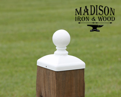 6x6 Cannonball post cap - Madison Iron and Wood - Post Cap - metal outdoor decor - Steel deocrations - american made products - veteran owned business products - fencing decorations - fencing supplies - custom wall decorations - personalized wall signs - steel - decorative post caps - steel post caps - metal post caps - brackets - structural brackets - home improvement - easter - easter decorations - easter gift - easter yard decor