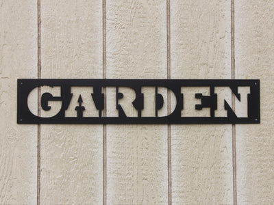 Garden Metal Word Sign - Madison Iron and Wood - Metal Art - metal outdoor decor - Steel deocrations - american made products - veteran owned business products - fencing decorations - fencing supplies - custom wall decorations - personalized wall signs - steel - decorative post caps - steel post caps - metal post caps - brackets - structural brackets - home improvement - easter - easter decorations - easter gift - easter yard decor