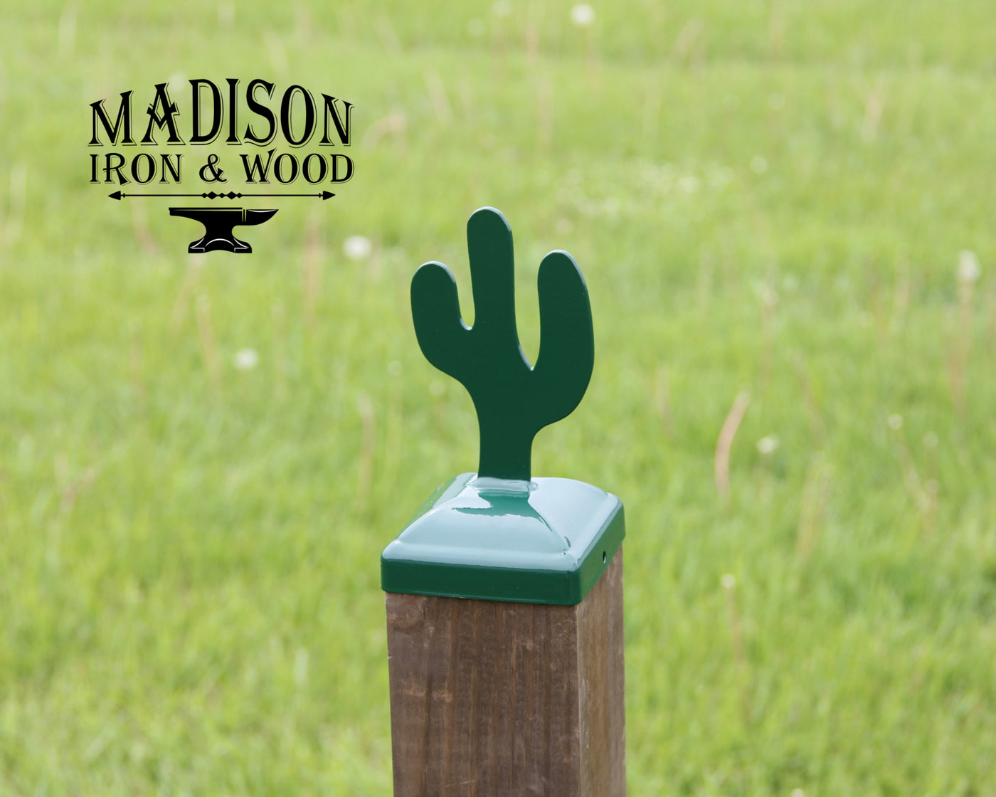 4x4 Cactus Post Cap - Madison Iron and Wood - Post Cap - metal outdoor decor - Steel deocrations - american made products - veteran owned business products - fencing decorations - fencing supplies - custom wall decorations - personalized wall signs - steel - decorative post caps - steel post caps - metal post caps - brackets - structural brackets - home improvement - easter - easter decorations - easter gift - easter yard decor