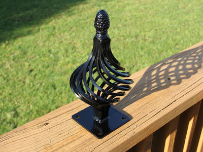 Large Twisted Metal Bolt On Fence Top - Madison Iron and Wood - Post Cap - metal outdoor decor - Steel deocrations - american made products - veteran owned business products - fencing decorations - fencing supplies - custom wall decorations - personalized wall signs - steel - decorative post caps - steel post caps - metal post caps - brackets - structural brackets - home improvement - easter - easter decorations - easter gift - easter yard decor