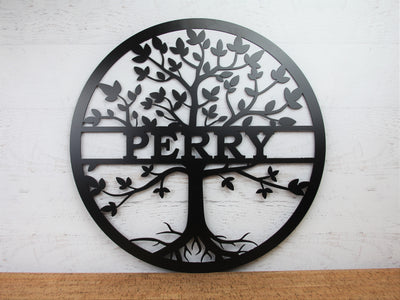Personalized Tree of Life Metal Sign with Name - Madison Iron and Wood - Metal Art - metal outdoor decor - Steel deocrations - american made products - veteran owned business products - fencing decorations - fencing supplies - custom wall decorations - personalized wall signs - steel - decorative post caps - steel post caps - metal post caps - brackets - structural brackets - home improvement - easter - easter decorations - easter gift - easter yard decor