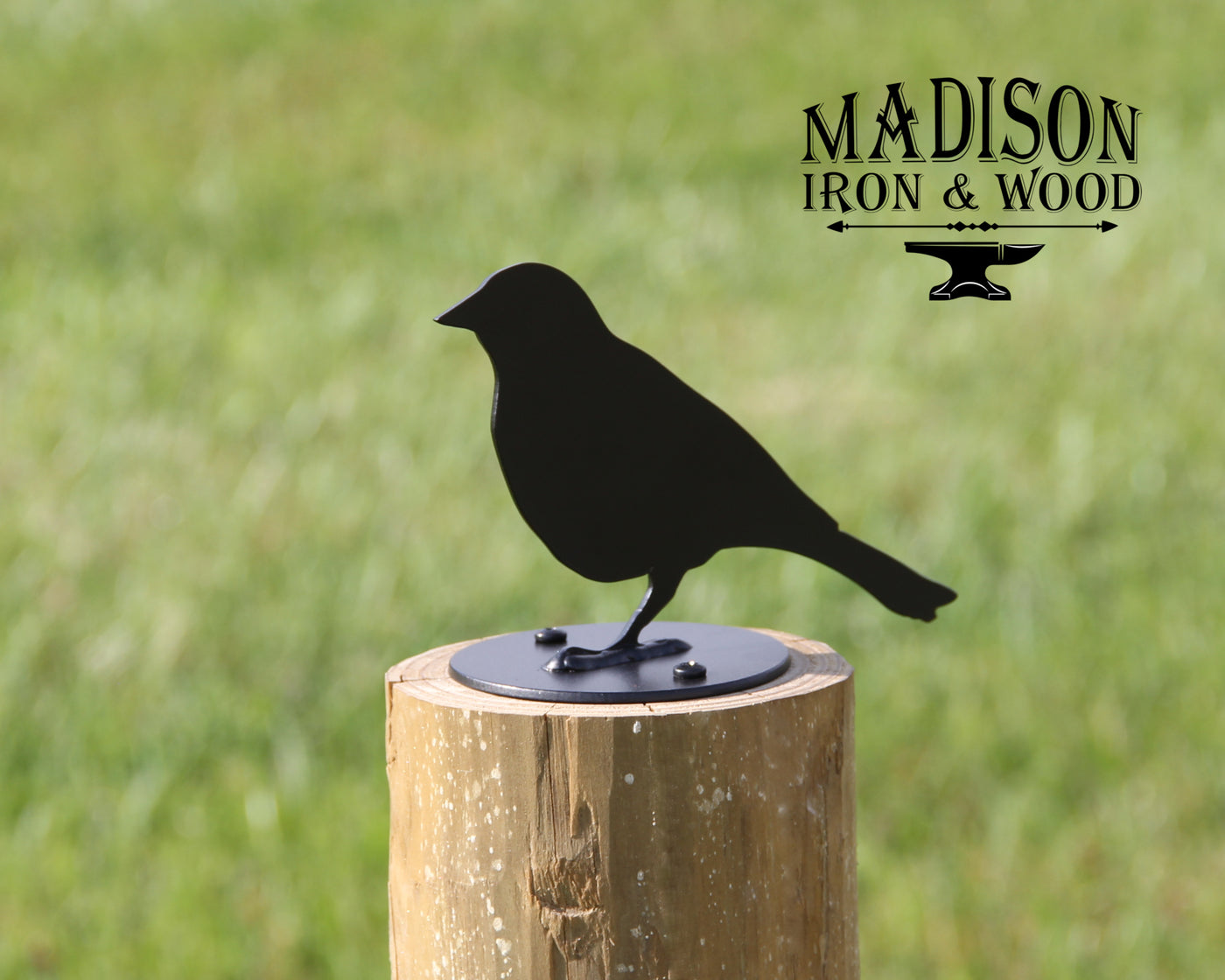 Song Bird Post Top For Round Wood Posts - Madison Iron and Wood - Post Cap - metal outdoor decor - Steel deocrations - american made products - veteran owned business products - fencing decorations - fencing supplies - custom wall decorations - personalized wall signs - steel - decorative post caps - steel post caps - metal post caps - brackets - structural brackets - home improvement - easter - easter decorations - easter gift - easter yard decor