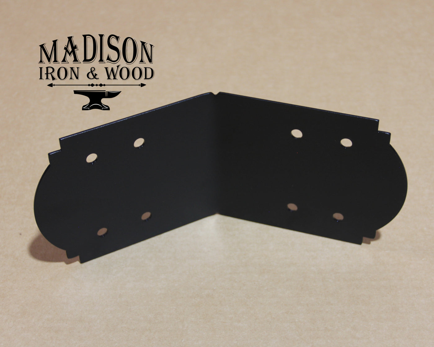 45 Degree / 135 Degree Bracket for 6" Post - Madison Iron and Wood - Brackets - metal outdoor decor - Steel deocrations - american made products - veteran owned business products - fencing decorations - fencing supplies - custom wall decorations - personalized wall signs - steel - decorative post caps - steel post caps - metal post caps - brackets - structural brackets - home improvement - easter - easter decorations - easter gift - easter yard decor