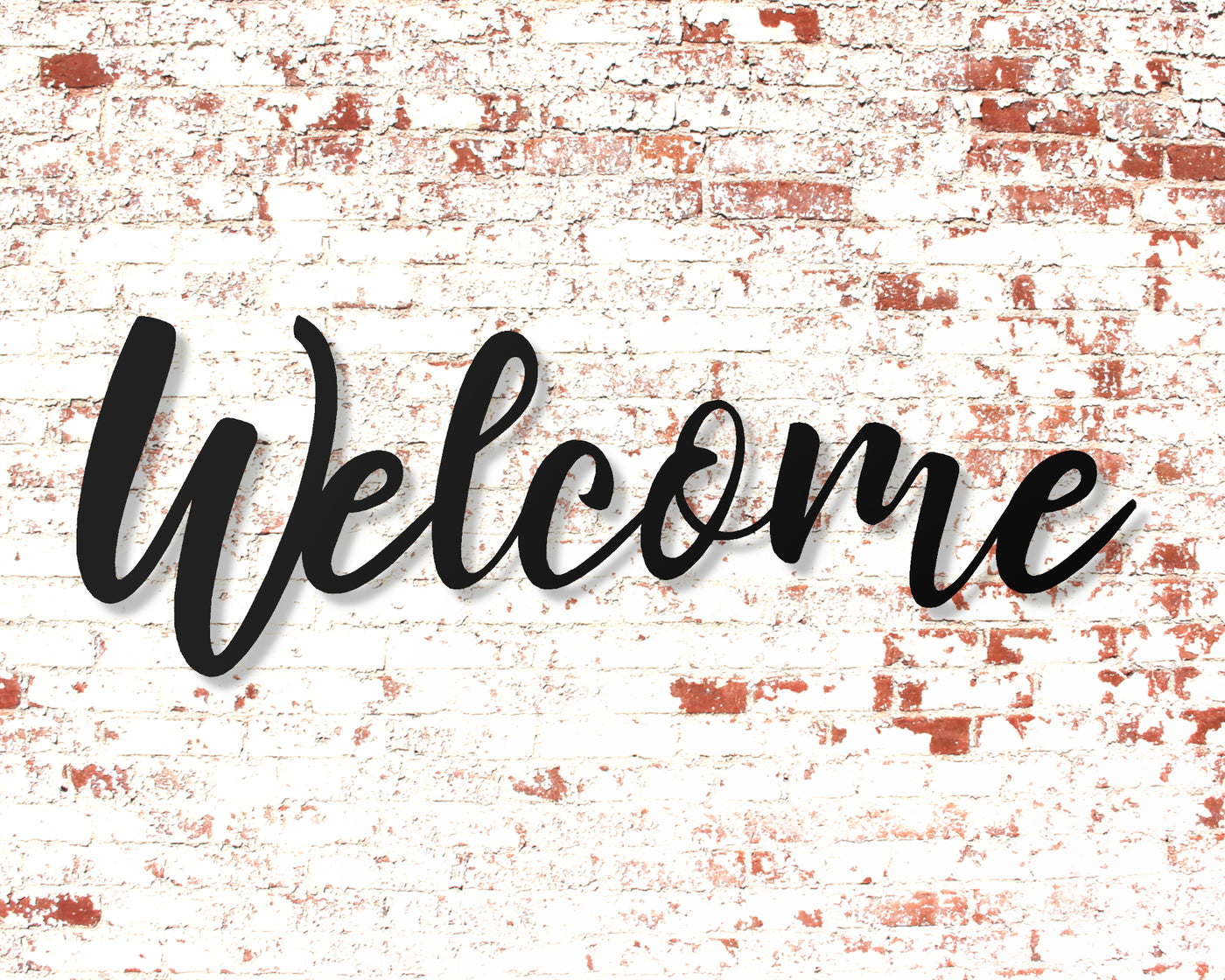 Welcome Metal Word Sign - Madison Iron and Wood - Wall Art - metal outdoor decor - Steel deocrations - american made products - veteran owned business products - fencing decorations - fencing supplies - custom wall decorations - personalized wall signs - steel - decorative post caps - steel post caps - metal post caps - brackets - structural brackets - home improvement - easter - easter decorations - easter gift - easter yard decor