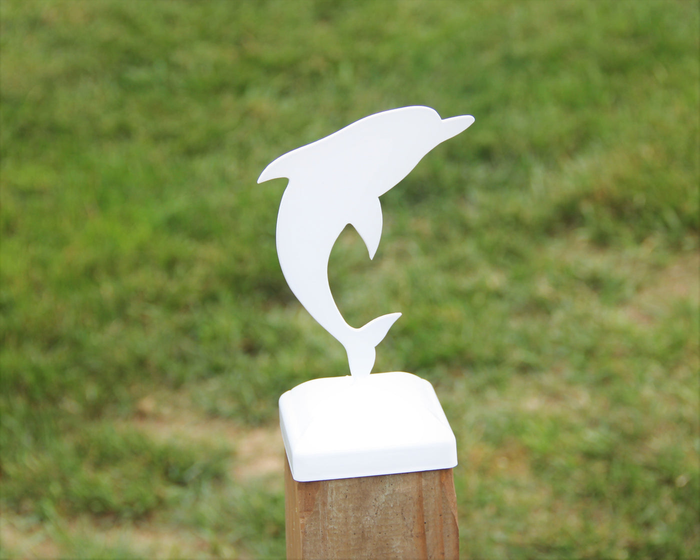 4x4 Dolphin Post Cap - Madison Iron and Wood - Post Cap - metal outdoor decor - Steel deocrations - american made products - veteran owned business products - fencing decorations - fencing supplies - custom wall decorations - personalized wall signs - steel - decorative post caps - steel post caps - metal post caps - brackets - structural brackets - home improvement - easter - easter decorations - easter gift - easter yard decor
