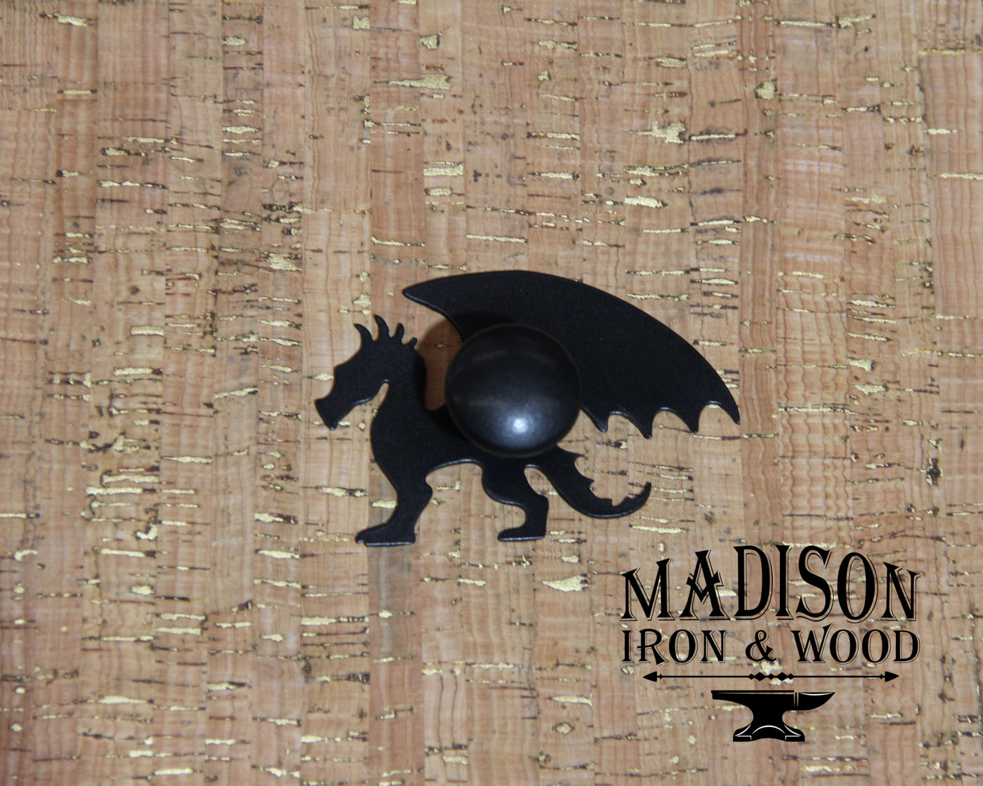 Dragon Cabinet Doorknob Decoration - Madison Iron and Wood - Door Handle Decoration - metal outdoor decor - Steel deocrations - american made products - veteran owned business products - fencing decorations - fencing supplies - custom wall decorations - personalized wall signs - steel - decorative post caps - steel post caps - metal post caps - brackets - structural brackets - home improvement - easter - easter decorations - easter gift - easter yard decor