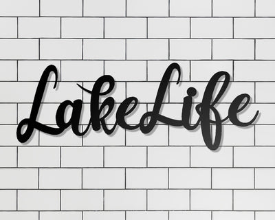 Lake Life Metal Word Sign - Madison Iron and Wood - Metal Word Art - metal outdoor decor - Steel deocrations - american made products - veteran owned business products - fencing decorations - fencing supplies - custom wall decorations - personalized wall signs - steel - decorative post caps - steel post caps - metal post caps - brackets - structural brackets - home improvement - easter - easter decorations - easter gift - easter yard decor