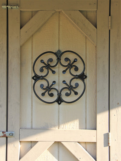 Large Rosette Pattern Fence Decoration - Madison Iron and Wood - Gate Window - metal outdoor decor - Steel deocrations - american made products - veteran owned business products - fencing decorations - fencing supplies - custom wall decorations - personalized wall signs - steel - decorative post caps - steel post caps - metal post caps - brackets - structural brackets - home improvement - easter - easter decorations - easter gift - easter yard decor