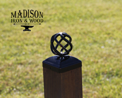 4X4 Round Basket Post Cap - Madison Iron and Wood - Post Cap - metal outdoor decor - Steel deocrations - american made products - veteran owned business products - fencing decorations - fencing supplies - custom wall decorations - personalized wall signs - steel - decorative post caps - steel post caps - metal post caps - brackets - structural brackets - home improvement - easter - easter decorations - easter gift - easter yard decor