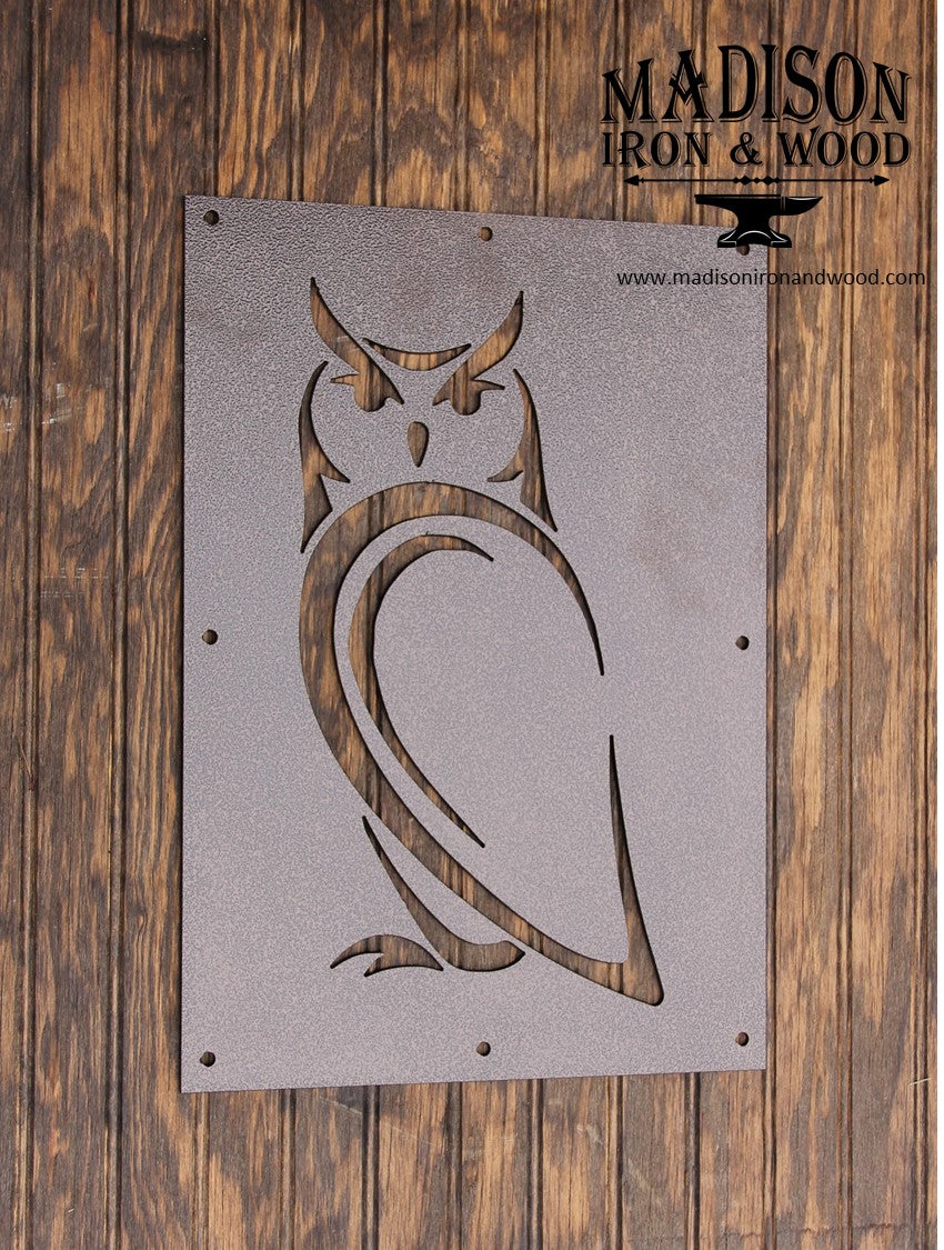 Owl Steel Window Insert for Wood Gate - Madison Iron and Wood - Gate Window - metal outdoor decor - Steel deocrations - american made products - veteran owned business products - fencing decorations - fencing supplies - custom wall decorations - personalized wall signs - steel - decorative post caps - steel post caps - metal post caps - brackets - structural brackets - home improvement - easter - easter decorations - easter gift - easter yard decor
