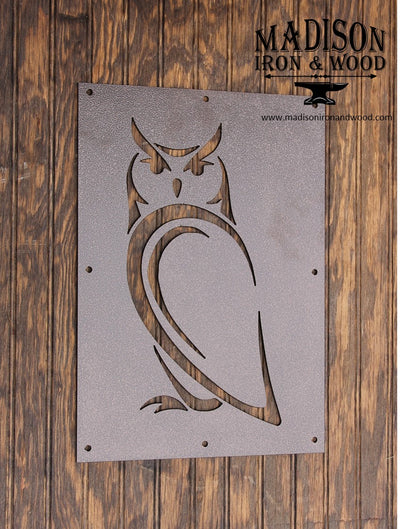 Owl Steel Window Insert for Wood Gate - Madison Iron and Wood - Gate Window - metal outdoor decor - Steel deocrations - american made products - veteran owned business products - fencing decorations - fencing supplies - custom wall decorations - personalized wall signs - steel - decorative post caps - steel post caps - metal post caps - brackets - structural brackets - home improvement - easter - easter decorations - easter gift - easter yard decor