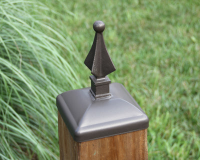 6x6 Quad Spear Post Cap - Madison Iron and Wood - Post Cap - metal outdoor decor - Steel deocrations - american made products - veteran owned business products - fencing decorations - fencing supplies - custom wall decorations - personalized wall signs - steel - decorative post caps - steel post caps - metal post caps - brackets - structural brackets - home improvement - easter - easter decorations - easter gift - easter yard decor