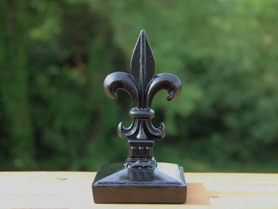 3x3 Fleur-De-Lis Cast Iron Post Cap - Madison Iron and Wood - Post Cap - metal outdoor decor - Steel deocrations - american made products - veteran owned business products - fencing decorations - fencing supplies - custom wall decorations - personalized wall signs - steel - decorative post caps - steel post caps - metal post caps - brackets - structural brackets - home improvement - easter - easter decorations - easter gift - easter yard decor