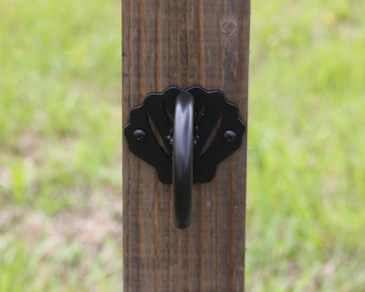 Seashell Rope Fence Bracket - Madison Iron and Wood - Post Cap - metal outdoor decor - Steel deocrations - american made products - veteran owned business products - fencing decorations - fencing supplies - custom wall decorations - personalized wall signs - steel - decorative post caps - steel post caps - metal post caps - brackets - structural brackets - home improvement - mothers day - mothers day gift - mothers day ideas - summer decor - spring decor- spring yard decor - summer yard decor
