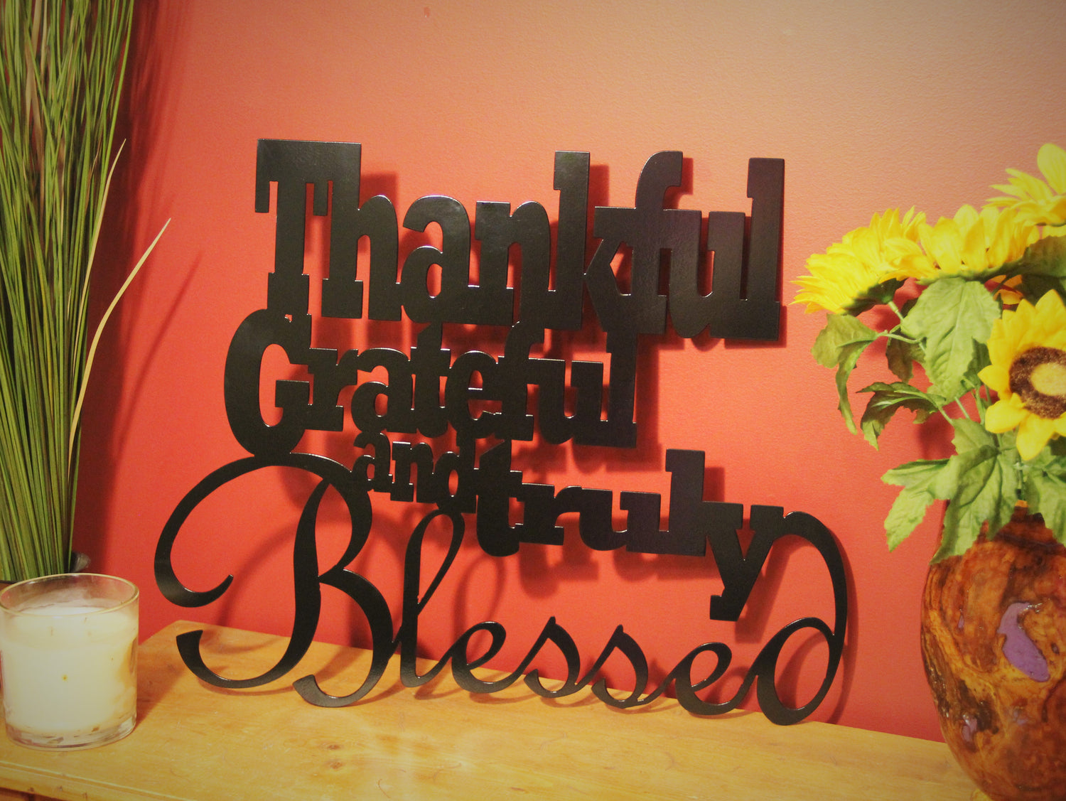 Thankful Grateful Blessed Wall Decor Black Metal Home Wall Thankful Grateful Blessed Wall Decor Black Metal Home Wall