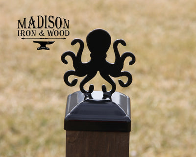 4X4 Octopus Post Cap - Madison Iron and Wood - Post Cap - metal outdoor decor - Steel deocrations - american made products - veteran owned business products - fencing decorations - fencing supplies - custom wall decorations - personalized wall signs - steel - decorative post caps - steel post caps - metal post caps - brackets - structural brackets - home improvement - easter - easter decorations - easter gift - easter yard decor