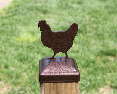 4x4 Chicken Post Cap - Madison Iron and Wood - Post Cap - metal outdoor decor - Steel deocrations - american made products - veteran owned business products - fencing decorations - fencing supplies - custom wall decorations - personalized wall signs - steel - decorative post caps - steel post caps - metal post caps - brackets - structural brackets - home improvement - easter - easter decorations - easter gift - easter yard decor