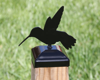 4X4 Hummingbird Post Cap - Madison Iron and Wood - Post Cap - metal outdoor decor - Steel deocrations - american made products - veteran owned business products - fencing decorations - fencing supplies - custom wall decorations - personalized wall signs - steel - decorative post caps - steel post caps - metal post caps - brackets - structural brackets - home improvement - easter - easter decorations - easter gift - easter yard decor