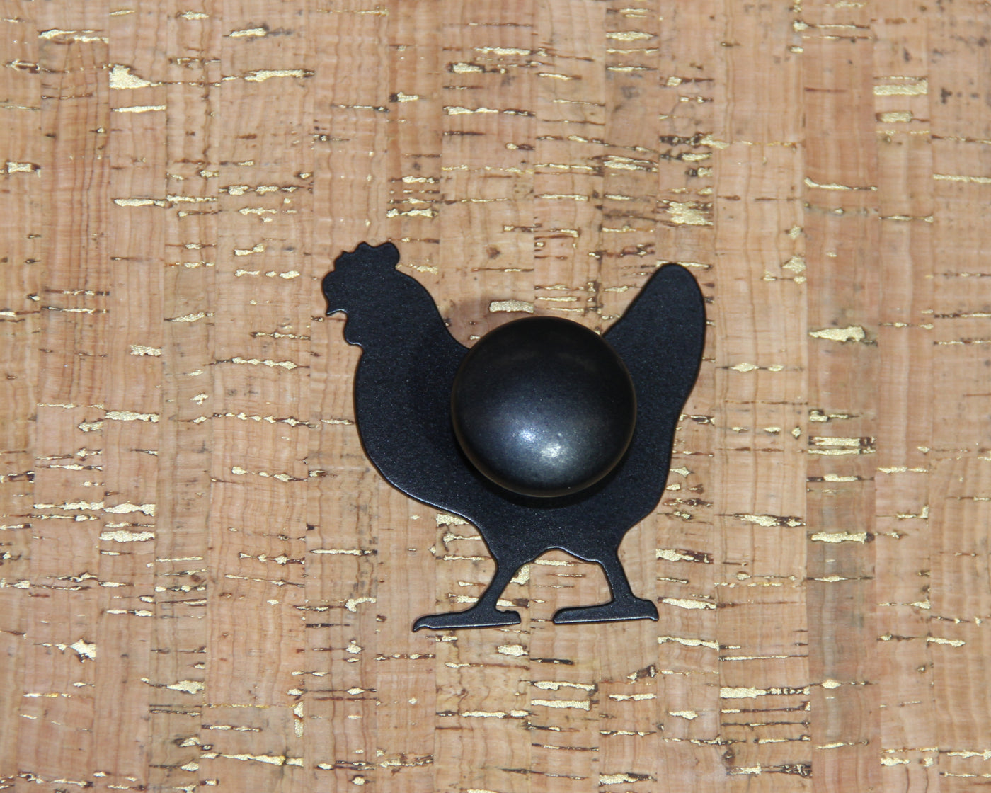 Chicken Cabinet Doorknob Decoration - Madison Iron and Wood - Door Handle Decoration - metal outdoor decor - Steel deocrations - american made products - veteran owned business products - fencing decorations - fencing supplies - custom wall decorations - personalized wall signs - steel - decorative post caps - steel post caps - metal post caps - brackets - structural brackets - home improvement - easter - easter decorations - easter gift - easter yard decor