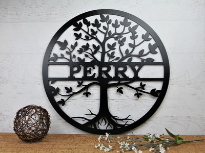Personalized Tree of Life Metal Sign with Name - Madison Iron and Wood - Metal Art - metal outdoor decor - Steel deocrations - american made products - veteran owned business products - fencing decorations - fencing supplies - custom wall decorations - personalized wall signs - steel - decorative post caps - steel post caps - metal post caps - brackets - structural brackets - home improvement - easter - easter decorations - easter gift - easter yard decor