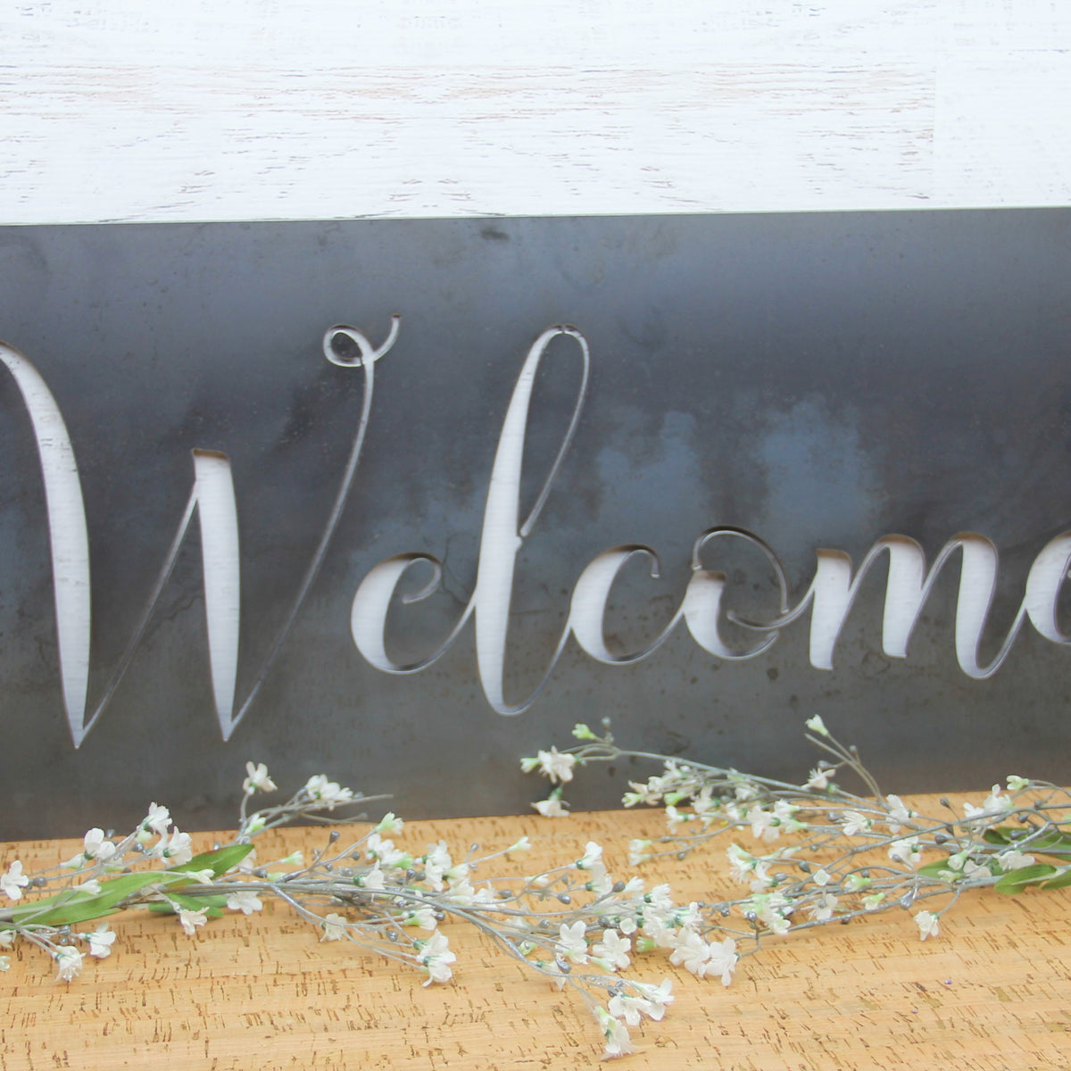 Welcome Metal Word Sign – Madison Iron and Wood