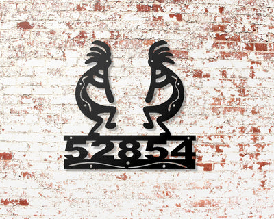 Personalized Kokopelli Metal Sign with Name or Street Address Numbers - Madison Iron and Wood - Personalized sign - metal outdoor decor - Steel deocrations - american made products - veteran owned business products - fencing decorations - fencing supplies - custom wall decorations - personalized wall signs - steel - decorative post caps - steel post caps - metal post caps - brackets - structural brackets - home improvement - easter - easter decorations - easter gift - easter yard decor