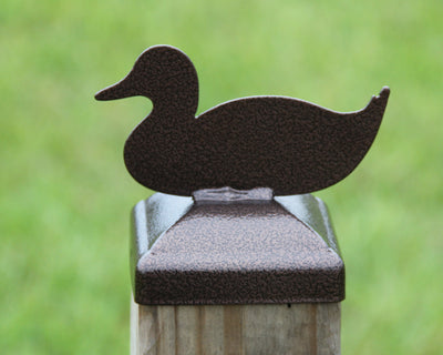 4X4 Duck Post Cap - Madison Iron and Wood - Post Cap - metal outdoor decor - Steel deocrations - american made products - veteran owned business products - fencing decorations - fencing supplies - custom wall decorations - personalized wall signs - steel - decorative post caps - steel post caps - metal post caps - brackets - structural brackets - home improvement - easter - easter decorations - easter gift - easter yard decor