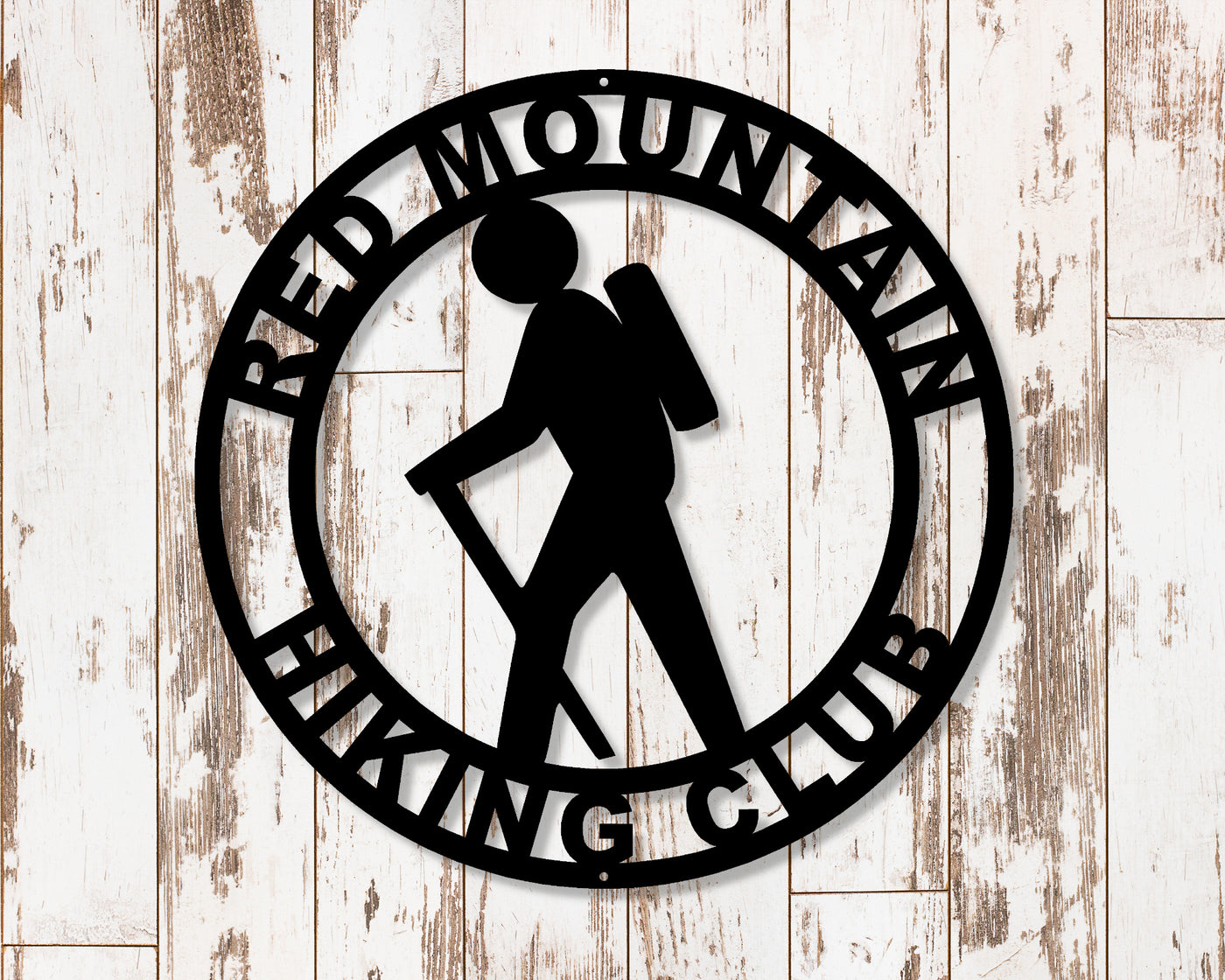 Personalized Hiking Metal Sign - Madison Iron and Wood - Personalized sign - metal outdoor decor - Steel deocrations - american made products - veteran owned business products - fencing decorations - fencing supplies - custom wall decorations - personalized wall signs - steel - decorative post caps - steel post caps - metal post caps - brackets - structural brackets - home improvement - easter - easter decorations - easter gift - easter yard decor