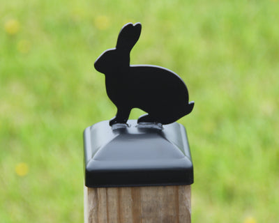 4x4 Bunny Post Cap - Madison Iron and Wood - Post Cap - metal outdoor decor - Steel deocrations - american made products - veteran owned business products - fencing decorations - fencing supplies - custom wall decorations - personalized wall signs - steel - decorative post caps - steel post caps - metal post caps - brackets - structural brackets - home improvement - easter - easter decorations - easter gift - easter yard decor