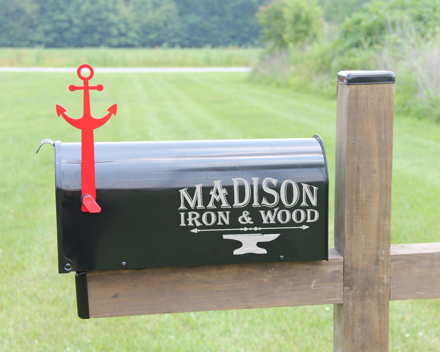 Anchor Mailbox Flag - Madison Iron and Wood - Mailbox Post Decor - metal outdoor decor - Steel deocrations - american made products - veteran owned business products - fencing decorations - fencing supplies - custom wall decorations - personalized wall signs - steel - decorative post caps - steel post caps - metal post caps - brackets - structural brackets - home improvement - easter - easter decorations - easter gift - easter yard decor