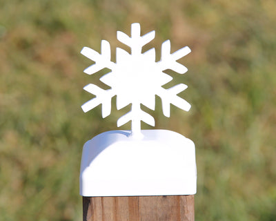 4X4 Snowflake Holiday Post Cap - Madison Iron and Wood - Post Cap - metal outdoor decor - Steel deocrations - american made products - veteran owned business products - fencing decorations - fencing supplies - custom wall decorations - personalized wall signs - steel - decorative post caps - steel post caps - metal post caps - brackets - structural brackets - home improvement - easter - easter decorations - easter gift - easter yard decor