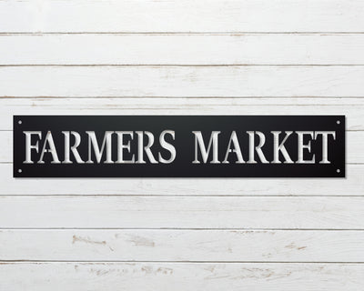 Farmers Market Metal Word Sign - Madison Iron and Wood - Metal Word Art - metal outdoor decor - Steel deocrations - american made products - veteran owned business products - fencing decorations - fencing supplies - custom wall decorations - personalized wall signs - steel - decorative post caps - steel post caps - metal post caps - brackets - structural brackets - home improvement - easter - easter decorations - easter gift - easter yard decor